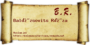 Balázsovits Róza névjegykártya